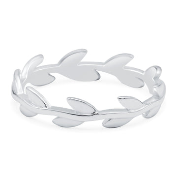 Vine Leaves Ring Oxidized Band Solid 925 Sterling Silver (4mm)